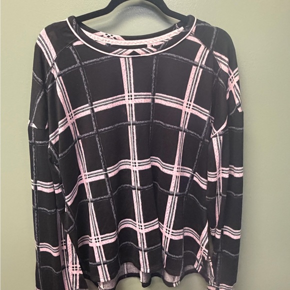 Kensie Black and Pink Plaid Jogger Set - Picture 2 of 5